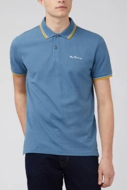 Ben Sherman Casual Short Sleeve Polo Shirt Blue Shaddow