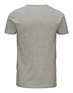 Jack & Jones Basic Crew Neck Cotton Lycra Plain T-shirt Grey Melange -Cheap Class Garb Store 12058529 light grey melange back 1