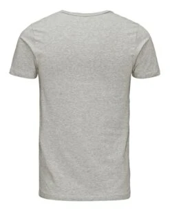 Jack & Jones Basic Vee Neck Cotton Lycra Plain T-shirt Light Grey -Cheap Class Garb Store 12059219 lt grey melange back
