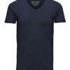 Jack & Jones Basic Vee Neck Cotton Lycra Plain T-shirt Blue 1 Jack & Jones Basic Vee Neck Cotton Lycra Plain T-shirt Blue -Cheap Class Garb Store 12059219 navy blue