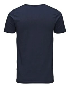 Jack & Jones Basic Vee Neck Cotton Lycra Plain T-shirt Blue -Cheap Class Garb Store 12059219 navy blue back