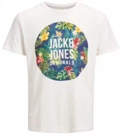 Jack & Jones Original Crew Neck Rain Print T-shirt Cloud Dancer