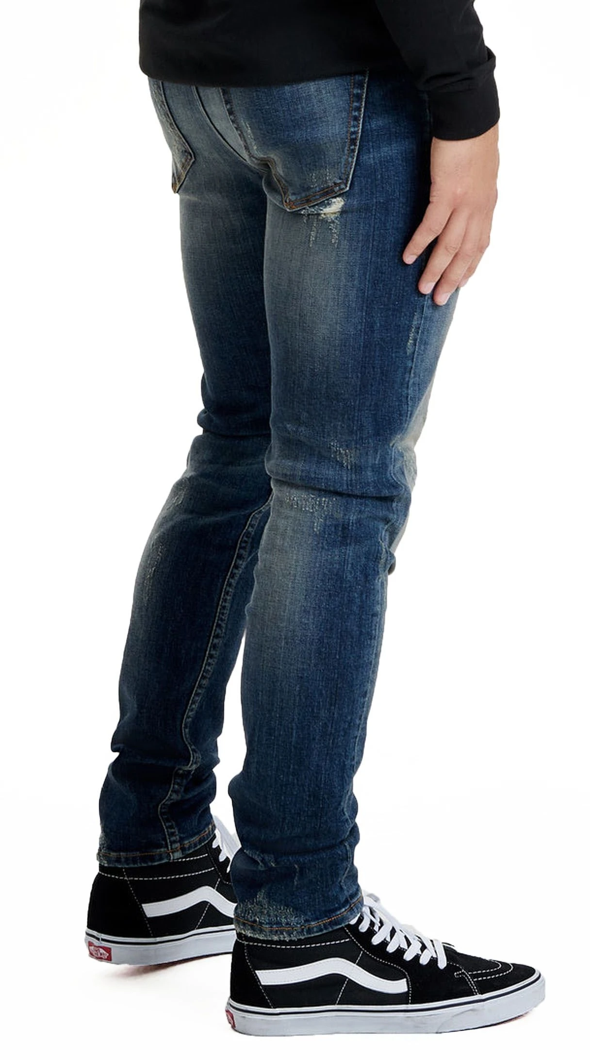 Only & Sons Loom Vintage Ripped Slim Fit Jeans Mid Blue Denim 4 Only & Sons Loom Vintage Ripped Slim Fit Jeans Mid Blue Denim - Image 2