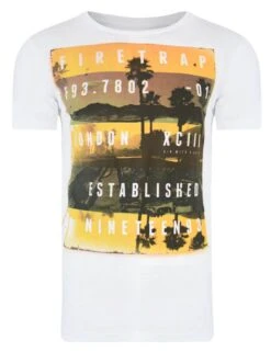 Firetrap Crew Neck Sunset Print T-shirt White