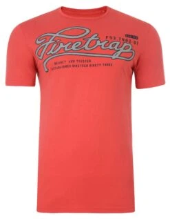 Firetrap Crew Neck Player Print T-shirt Red