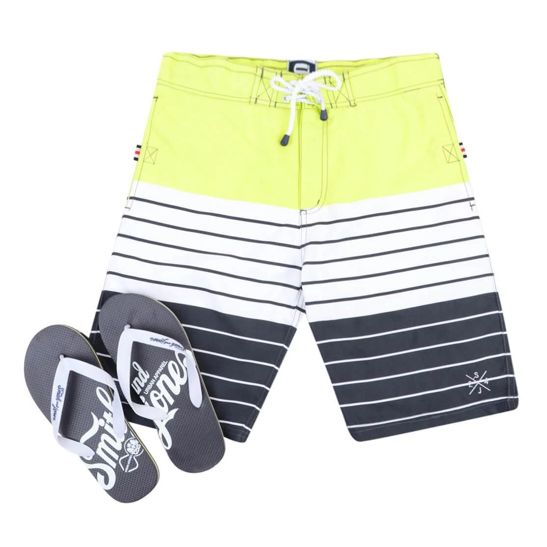 Smith & Jones Beach Swim Shorts & Flip Flop Set Stripe Yellow 5 Smith & Jones Beach Swim Shorts & Flip Flop Set Stripe Yellow - Image 3