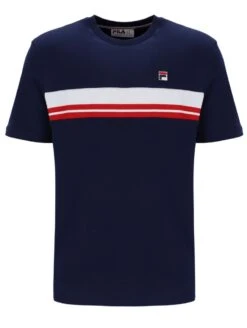 Fila Cooper Logo Crew Neck T-Shirt Navy/White -Cheap Class Garb Store cooper navy white