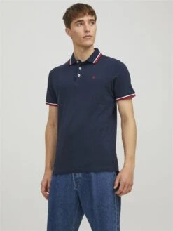Jack & Jones Paulos Tipped Polo Shirt Navy Blazer -Cheap Class Garb Store jj 12136668 navy blazer