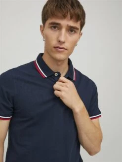 Jack & Jones Paulos Tipped Polo Shirt Navy Blazer -Cheap Class Garb Store jj 12136668 navy blazer4