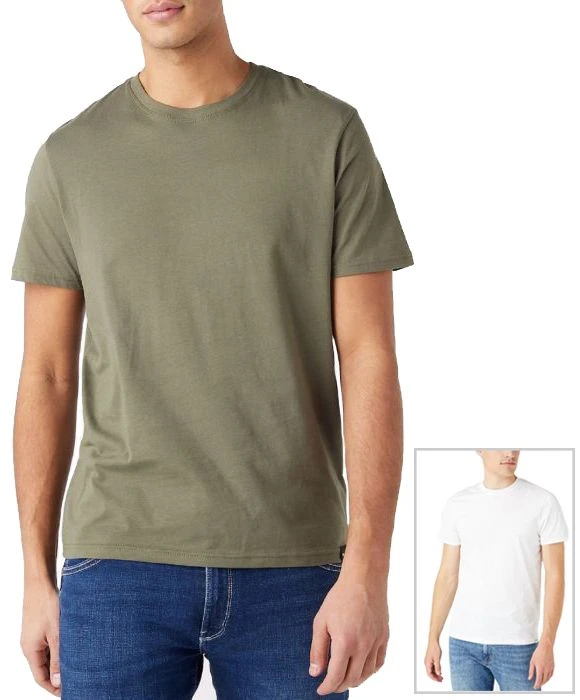 Wrangler 2 Pack Short Sleeve T-Shirt White/Dusty Olive 3 Wrangler 2 Pack Short Sleeve T-Shirt White/Dusty Olive