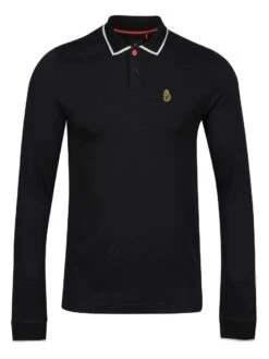 Luke 1977 Meadtastic Sport Long Sleeve Pique Polo Shirt Jet Black -Cheap Class Garb Store longmeadtastic black 1 1260x