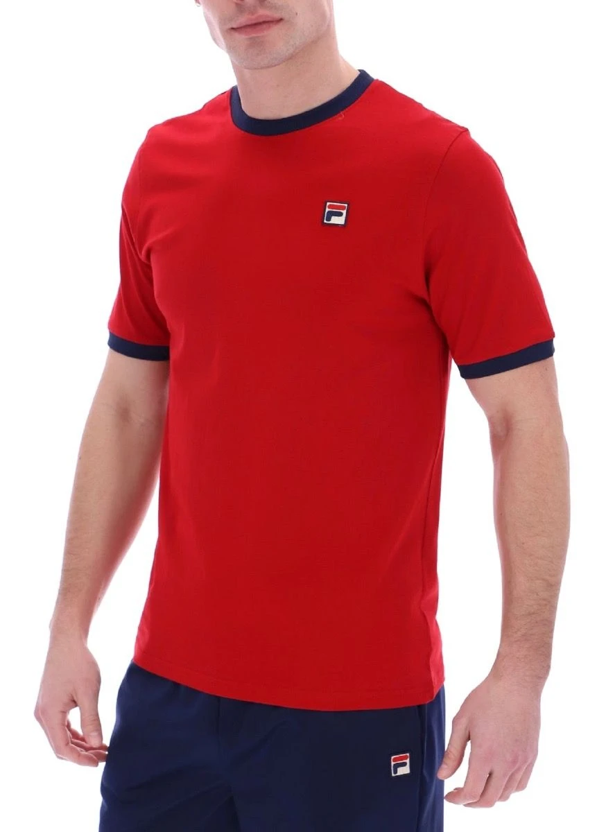 Fila Marconi Logo Crew Neck T-Shirt Equestrian Red/Navy 3 Fila Marconi Logo Crew Neck T-Shirt Equestrian Red/Navy