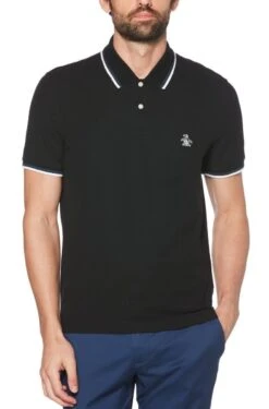 Original Penguin Sticker Pete Short Sleeve Polo Shirt True Black