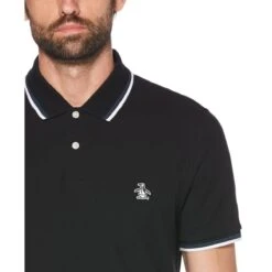 Original Penguin Sticker Pete Short Sleeve Polo Shirt True Black -Cheap Class Garb Store opkb0020 010 1