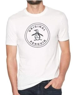 Original Penguin Stamp Printed Crew Neck T-Shirt Bright White