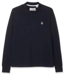 Original Penguin Raised Rib Long Sleeve Polo Shirt Dark Sapphire