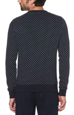 Original Penguin Star Print Crew Neck Sweatshirt Dark Sapphire -Cheap Class Garb Store opks9102 413 2