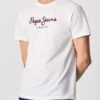 Pepe Jeans Eggo N Retro Logo T-Shirt White -Cheap Class Garb Store pm508208 800 02 mo