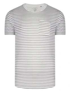 Ringspun Shifty Crew Neck Cotton Stripe T-shirt White/Grey