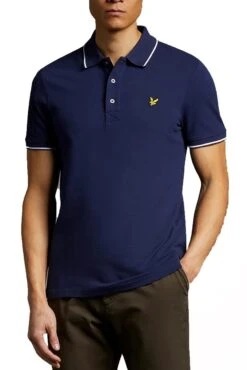 Lyle & Scott Tipped Short Sleeve Polo Shirt Navy Blue/White