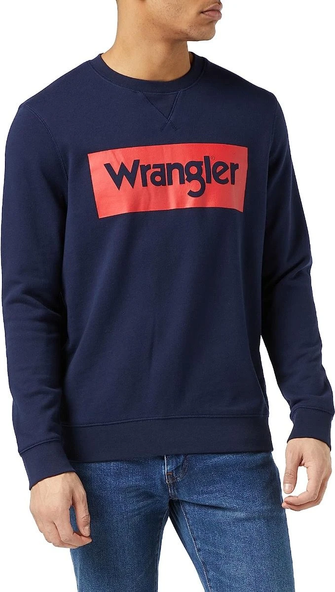 Wrangler Logo Crew Neck Sweatshirts Navy 3 Wrangler Logo Crew Neck Sweatshirts Navy